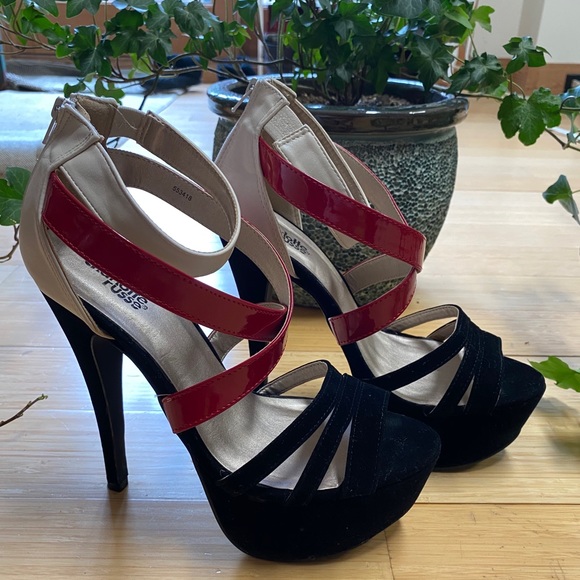 Charlotte Russe Shoes - Red and Black Velvet Pumps